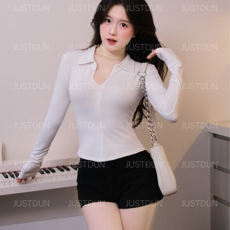 [Mở Bán] Áo Thun Nữ Tay Dài Ôm Body Cổ Bẻ Phối Khoá Kéo Dáng Vạt Bầu Cotton nhuyễn Kenco Sg M2705 | BigBuy360 - bigbuy360.vn