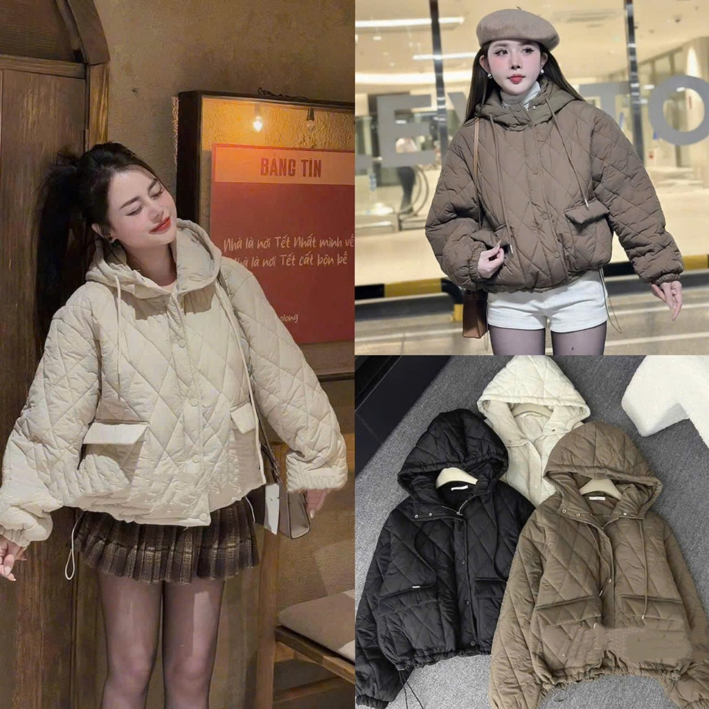 (Hàng Shop): Áo Phao Trần Trám Phối Dây Rút Gấu 3 Màu Tôn Da, Tôn Dáng , Dày Dặn Siêu Ấm - Ảnh Thật Trải Sàn Lollaye | BigBuy360 - bigbuy360.vn