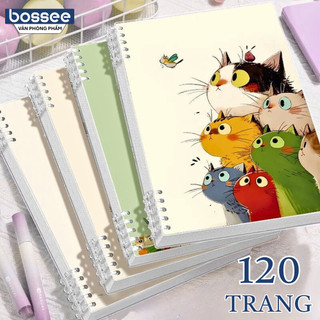  Sổ Còng A5 120 Trang Mèo Con Đáng Yêu - Sổ Tay Học Sinh Thay Được Giấy Notebook Giấy Chống Lóa Kẻ Ngang  Caro 80Gsm 