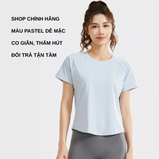  Áo thun tập gym nữ ngắn tay chất thun lạnh co giãn thoáng khí nhanh khô form rộng basic WD016 D3T1 
