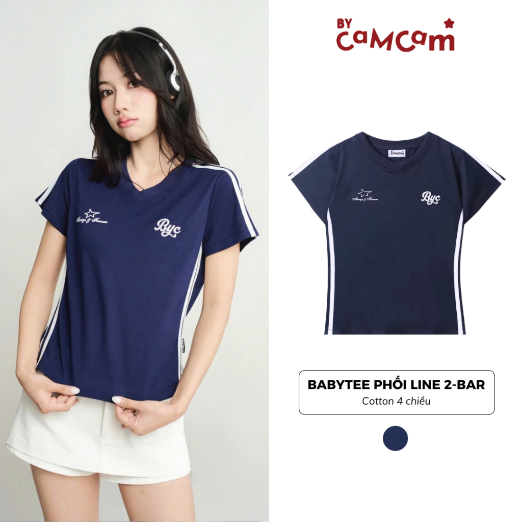 Áo Thun Babytee Phối Line Thể Thao 2-Bar 𝑩𝒚𝒄𝒂𝒎𝒄𝒂𝒎 Phong Cách Đường Phố Cho Nữ ABN242 | BigBuy360 - bigbuy360.vn
