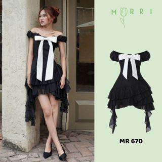 Váy Trễ Vai Đính Nơ Váy Xòe Tiểu Thư Sinh Nhật MR670 Đầm Thiết Kế Trễ Vai Xòe Dự Tiệc Sang Trọng