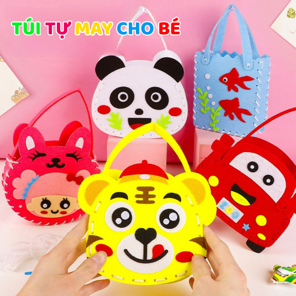 Túi Nỉ Tự May Cho Bé Trai Bé Gái – Đồ Chơi Giáo Dục Sáng Tạo, Học Làm Túi Xách Handmade Cực Dễ Thươn