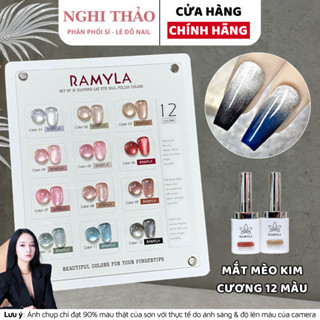 Set sơn gel mắt mèo kim cương RAMYLA 12 màu Nghi Thảo Nails