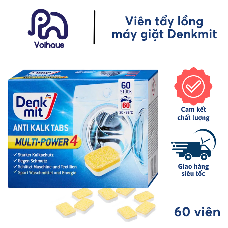 Date mới nhất - Hộp 60 Viên Tẩy Lồng Máy Giặt Denkmit tẩy sạch lồng giặt loại bỏ mùi hôi cặn bẩn lâu ngày.– Hộp 60 viên