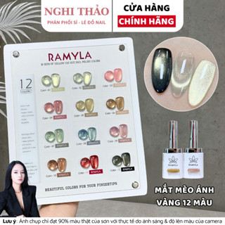 Set sơn gel mắt mèo ánh vàng RAMYLA 12 màu Nghi Thảo Nails