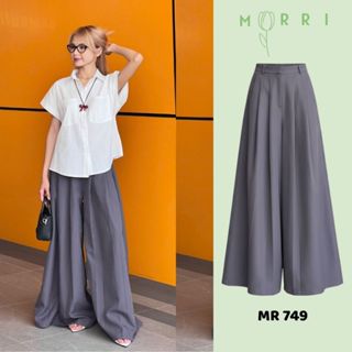 Quần Nữ Ống Rộng Thanh Lịch Màu Xám Form Suông MR749 Quần Nữ Giả Váy Xếp Li Phối Đồ Đi Làm Đi Học