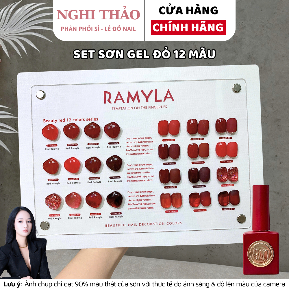 Set sơn gel đỏ RAMYLA 12 màu Nghi Thảo Nails