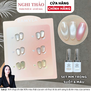 Set sơn gel mắt mèo trong suốt ít đổi màu nền RAMYLA 6 màu Nghi Thảo Nails