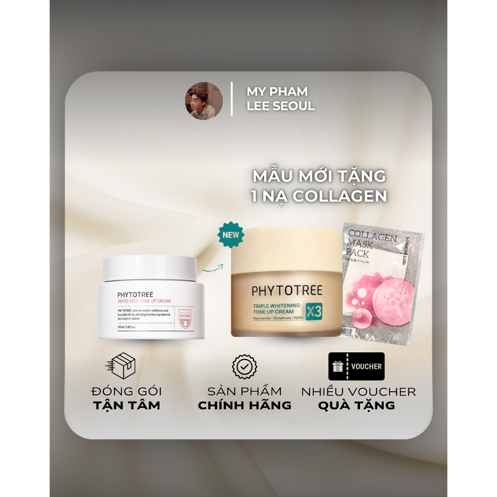 [MẪU MỚI/ TẶNG KÈM 1 NA COLLAGEN] Kem dưỡng trắng da nâng tone phytotree tone-up cream 100G