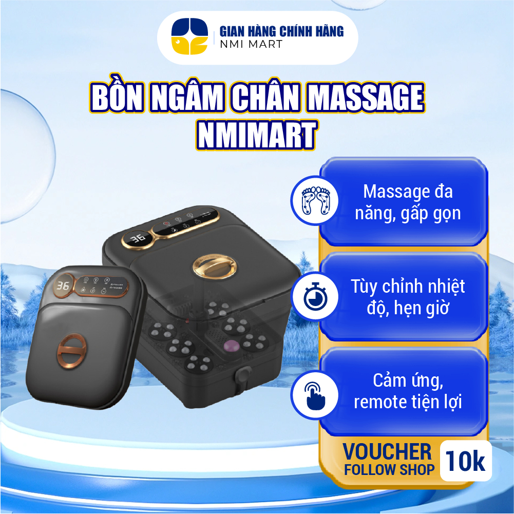 Máy Ngâm Chân Massage NMIMART  Gấp Gọn 14 Mức Nhiệt Tự Động Làm Nóng Chống Giật An Toàn BNC02