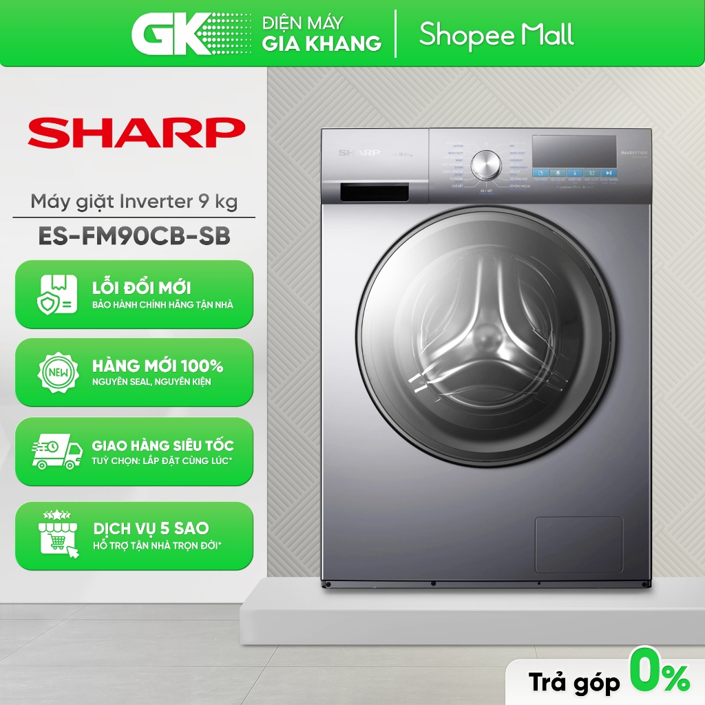 Máy giặt Sharp Inverter 9 kg ES-FM90CB-SB | 11 kg ES-FM110CB-SB [Freeship HCM]