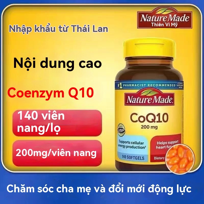 DATE 2027 - Viên Uống CoQ10 Tốt Cho Tim Mạch Nature Made CoQ10 200mg 140 Viên Của Mỹ-AFS