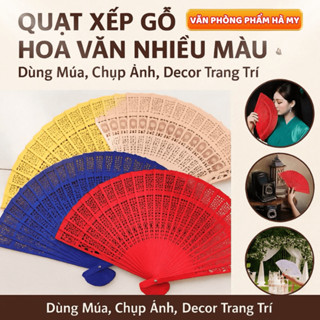  Quạt Gỗ Xếp Cầm Tay Cổ Trang 20cm – Sang Trọng – Dùng Decor Chụp Ảnh Múa Sự Kiện 