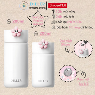  Bình giữ nhiệt Diller D9310 Sakura Panda Series  gấu trúc hoa anh đào  560ml có lọc trà quai xách 