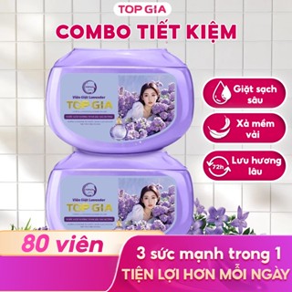 Combo 80 viên giặt xả TopGia quần áo thơm lâu, hương hoa hồng và lavender, giặt sạch, tiết kiệm