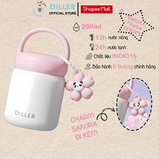  Bình giữ nhiệt Diller D9314 Sakura Panda Series  gấu trúc hoa anh đào  200ml móc khoá 
