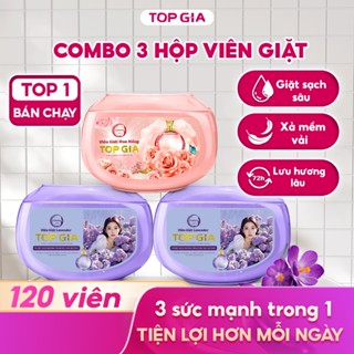 Viên giặt xả TopGia quần áo thơm lâu, hương hoa hồng và lavender, giặt sạch, tiết kiệm, dịu nhẹ