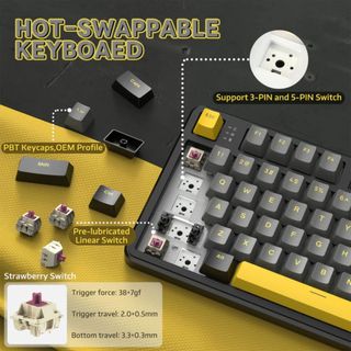 BÀN PHÍM CƠ GAMING KHÔNG DÂY ATTACK SHARK X87 / M87 PRO V2 MULTI MODES LED RGB