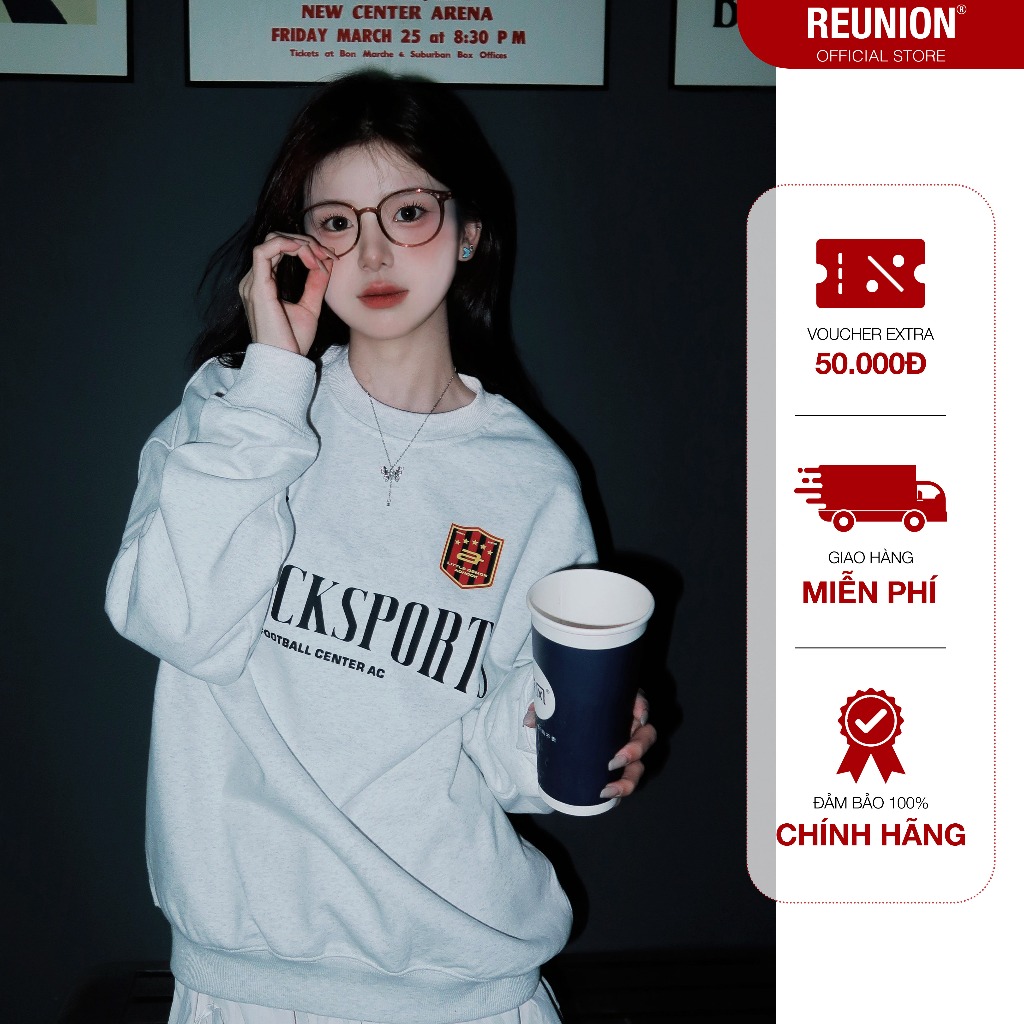 REUNION Áo Sweatshirt Nỉ In Họa Tiết ACHOCK Áo Sweater Nam Nữ Form Rộng SWT6