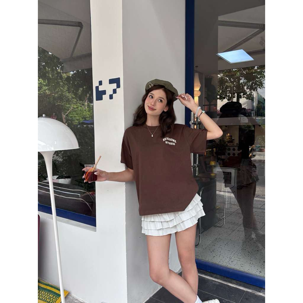 Áo Thun Studio Boxy Tee Nevasome Thêu Nổi Cotton 250gsm Local Brand Tay Lỡ Form Boxy Rộng Nam Nữ | BigBuy360 - bigbuy360.vn