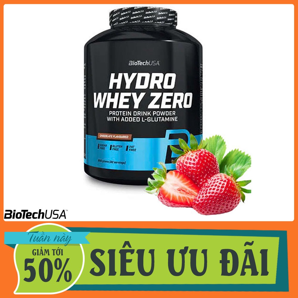 Whey BiotechUSA Hydro Whey Zero 4lbs – STRAWBERRY Whey Hydrolyzed Hấp Thu Nhanh