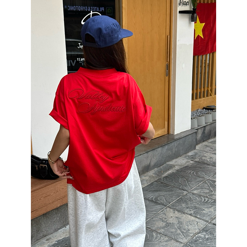 Áo Thun Boxy Cổ V-Neck Valley Nevasome Thêu Nổi Cotton 250gsm Local Brand Tay Lỡ Form Boxy Rộng Nam Nữ | BigBuy360 - bigbuy360.vn