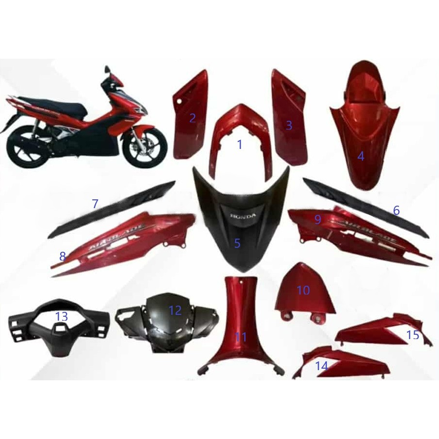 dàn áo ab air blade 110 đời đầu 2007 màu đỏ ( BÁN LẺ TỪNG MÓN )