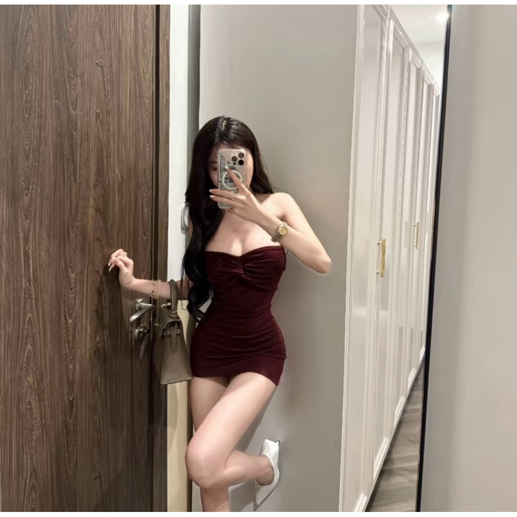 Đầm body dáng ôm nhún họa tiết 3 màu có có giãn vải mềm mịn mát hotgirl | BigBuy360 - bigbuy360.vn