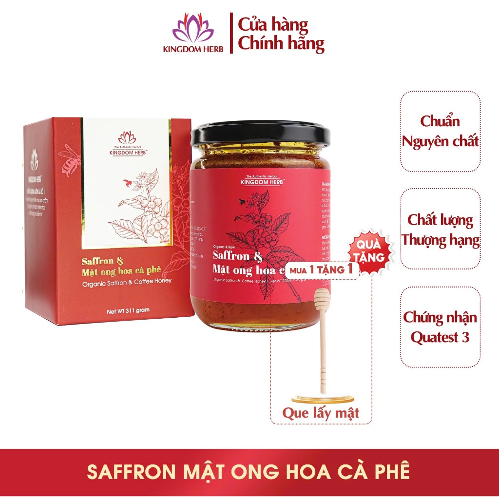Saffron ngâm mật ong Kingdom Herb chính hãng thượng hạng 311g - hỗ trợ dạ dày, ngủ ngon, đẹp da KQ