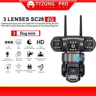 Camera TYZONG 3 Mắt Giám Wifi Sát Ngoài Trời Xoay 360 độ Xem Đêm Có Màu Không Dây IP66 4G Sim Thông Minh chống nước