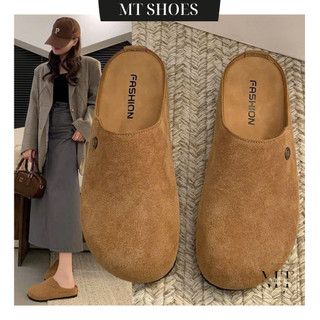  Giày Sục Dép Sục Nữ Quai Da Lộn Mũi Tròn Đế Cao 5cm Chất Mềm Êm Chân Kiểu Dáng Hàn Quốc DN086 