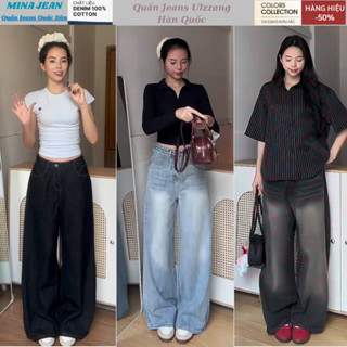 Quần Jean Nữ Ống Suông Rộng Wash RETRO Chất Vải Dày Dặn Màu Đen Trầm GRIND SMOKE V.1 Ulzzang Hàn Quốc 2023