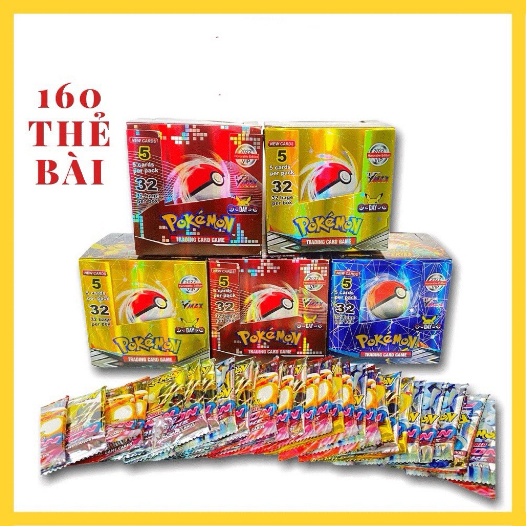hộp 32 gói thẻ bài vip pokemon( gói 5 thẻ )