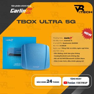 Bộ Carplay Android Box Carlinkit Tbox Ultra 5G 2025 Chính Hãng, Chip Qualcomm SM 6350, Android 15, Ram 8GB-256GB