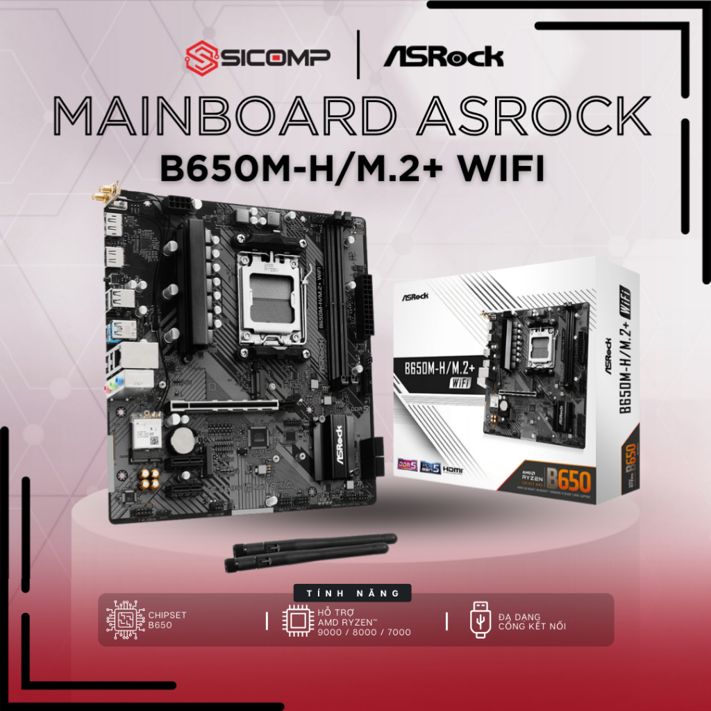 [ FULL V] MAINBOARD ASROCK B650M H/M.2 WIFI, NEW 100%, BH 36 HÀNG CHÍNH HÃNG