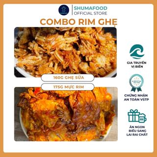  Combo Rim Ghẹ 335g gồm: 175g khô mực rim nướng than 160g ghẹ sữa chiên giòn Shumafood Snack Ăn Vặt 
