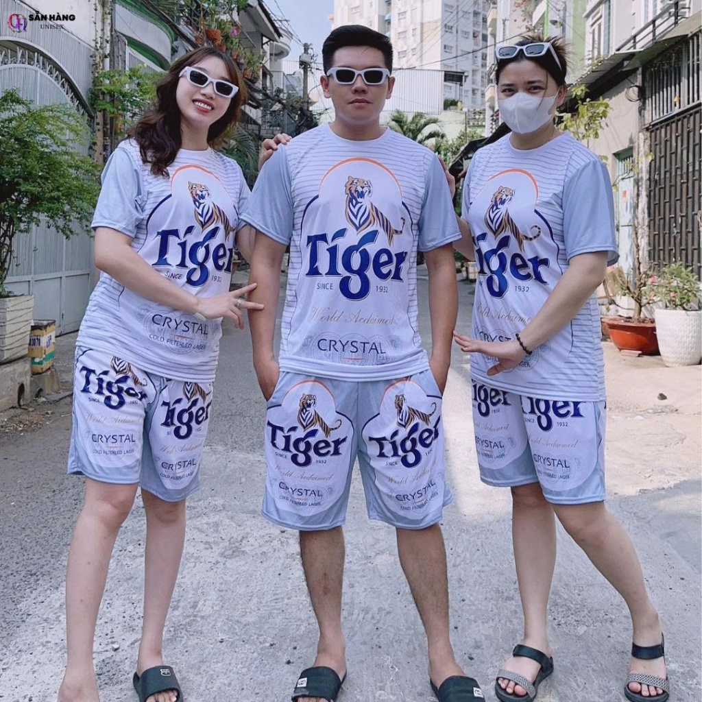 Bộ đồ thể thao nam phối màu in họa tiết BIA TIGER BẠC chất thun lạnh thoáng co giãn K