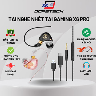 Tai nghe có dây nhét tai chống ồn DOPETECH X6 Bass mạnh tích hợp Mic lọc âm phiên bản cao cấp
