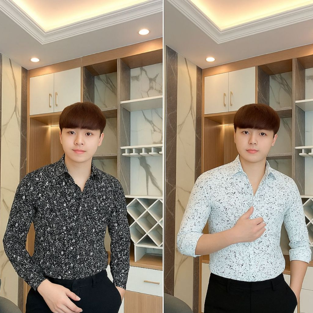 Sơ Mi Nam Hoạ Tiết VERATINO  Chấm Bi Vải Lụa Mềm Mịn Mát Chống Nhăn Form Ôm Đẹp