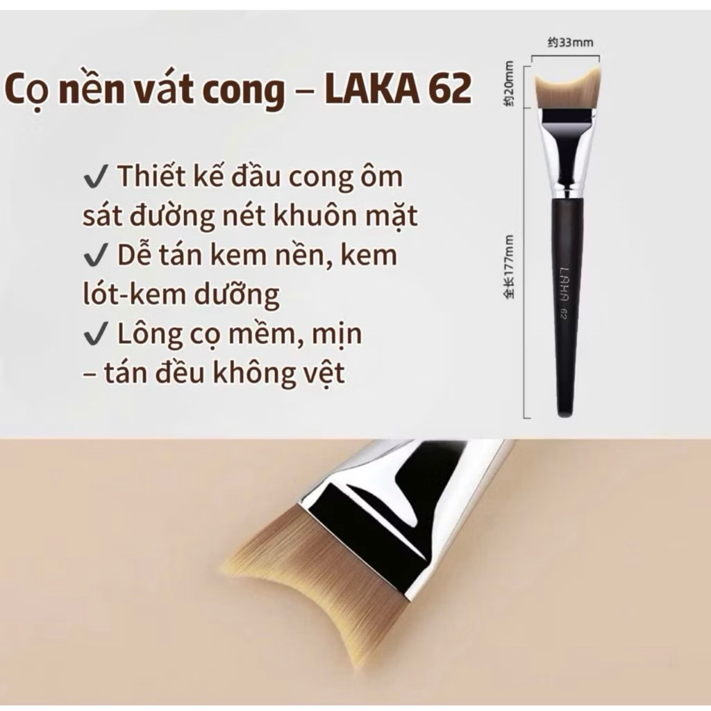 [Mới-Laka]Cọ dàn nền LAKA 62 dáng cọ cong vát