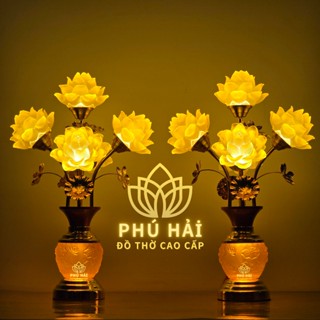 Đèn Thờ hoa sen 5 bông Cao 50 cm hợp kim cao cấp Không bị gỉ sét - Hàng Nhập khẩu KM : HCM TẶNG LEDh