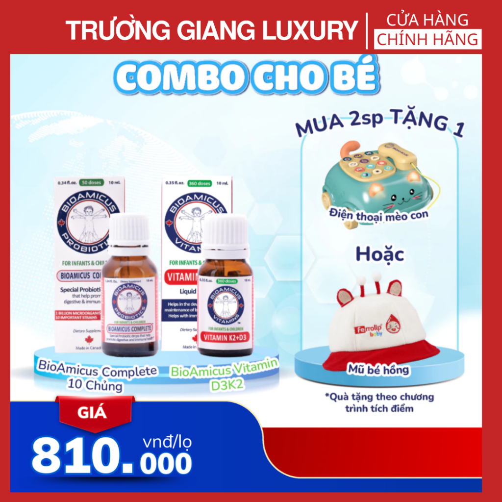 Bộ Đôi Cho Bé - BioAmicus Complete 10 Chủng & BioAmicus Vitamin K2 & D3