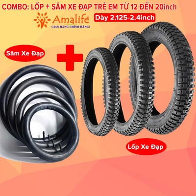 Combo Săm Xe Đạp Và Lốp Xe Đạp Trẻ Em – Bộ Săm Lốp Xe Đạp Trẻ Em Size Từ 12 Đến 20inch Dày 2.125-2.4inch Hãng Amalife