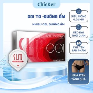  Bao Cao Su Gai Cao Cấp SLM Siêu Mỏng 001mm Nhiều Gel Bôi Trơn - Hộp 10 BCS 