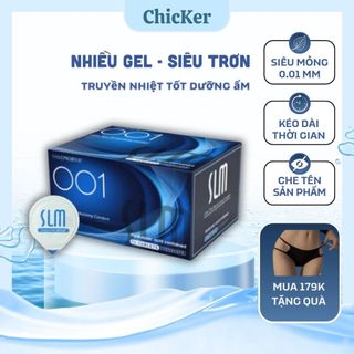 Bao Cao Su Siêu Mỏng 001 SLM Nhiều Gel Truyền Nhiệt Tốt - Hộp 10 BCS 