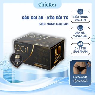  Bao Cao Su Kéo Dài Quan Hệ Gân Gai SLM Siêu Mỏng 001 Cao Cấp Nhiều Gel - Hộp 10bcs 