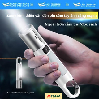 Đèn pin SMILING SHARK dã ngoại zoom co giãn, có đèn COB bên hông, thời lượng pin lâu, tiện lợi mang theo