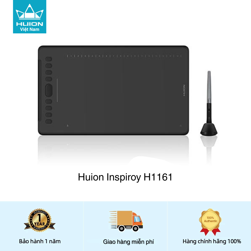 Bảng Vẽ Điện Tử HUION Inspiroy H1161 Ghi Chú Dạy Học Vẽ Tranh Kết Nối Điện Thoại Họa Cụ Digital