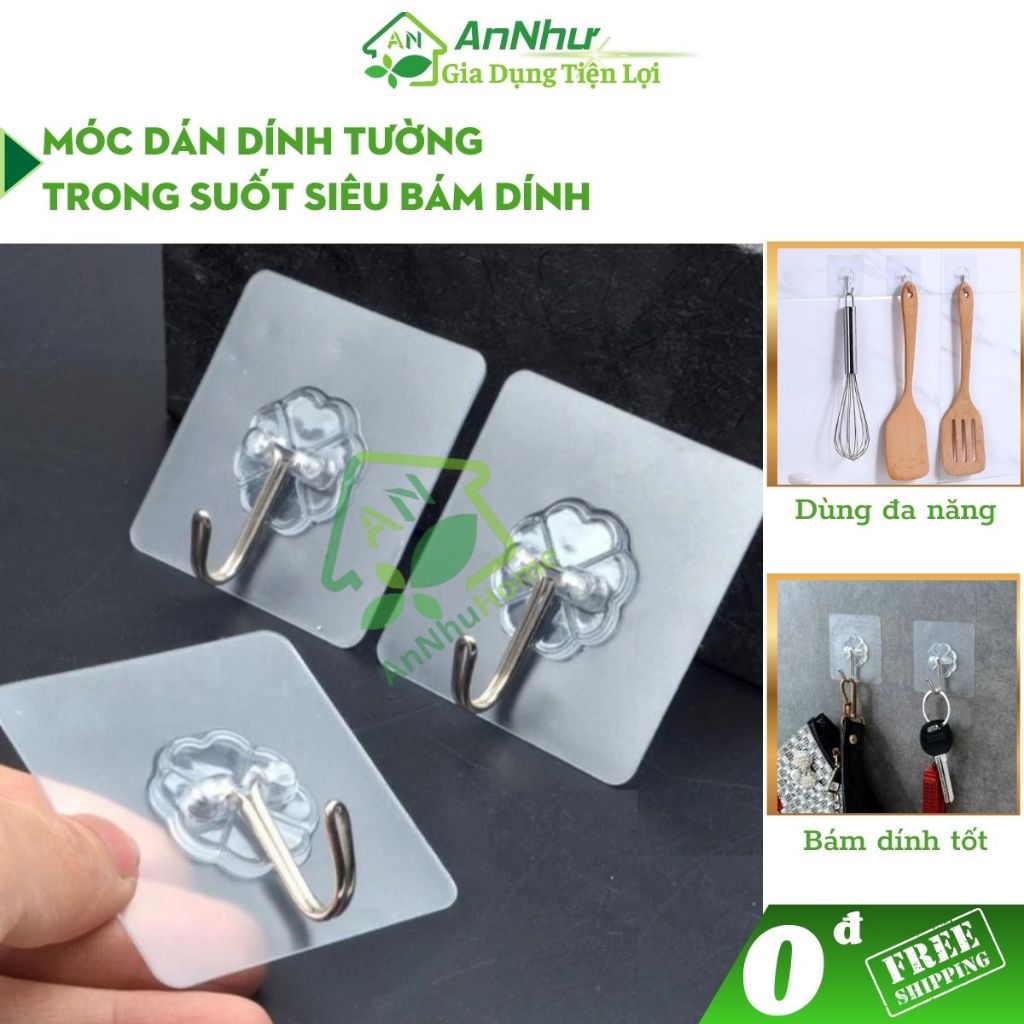SET 10 Móc dán tường thần thánh trong suốt, chắc chắn, siêu bền AnHome